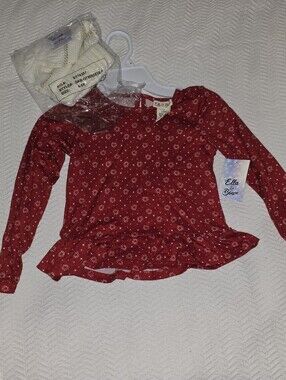 Ella & Bow Long Sleeve Star Patterned Top Girls sz 6 New with tags and Beanie